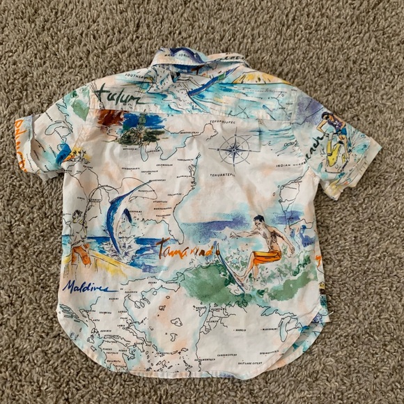 Gap toddler boy button up shirt global world map - Picture 4 of 4
